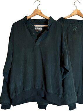 Vtg Zero Restriction 1/4 Snap Windbreaker Jacket Pullover Mens Medium Green Golf